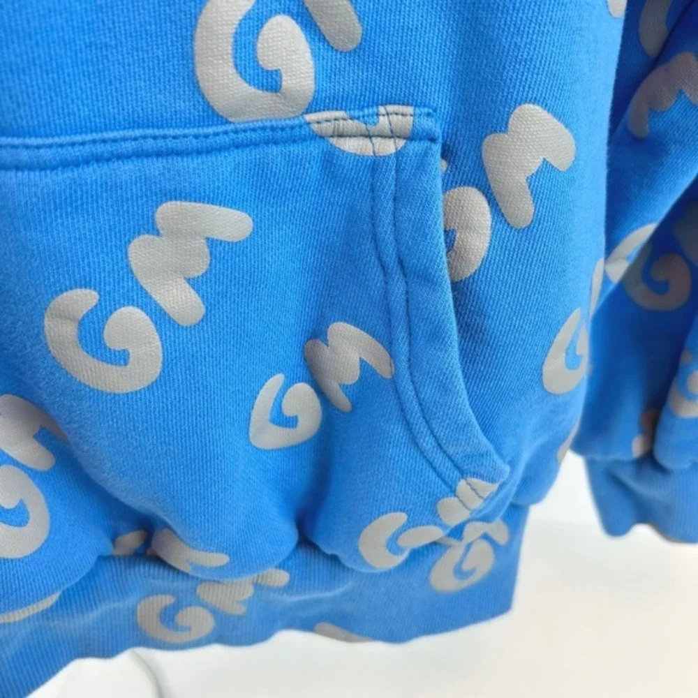 Alien Frens GM‎ Blue All Over Print Hoodie Mens XXL 100% Cotton Streetwear